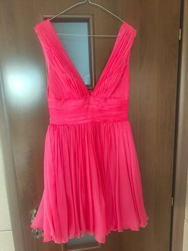 Rochie de seară Precious Look S | Fuchsia, Mini, Fără mâneci, Pliuri - Image 6