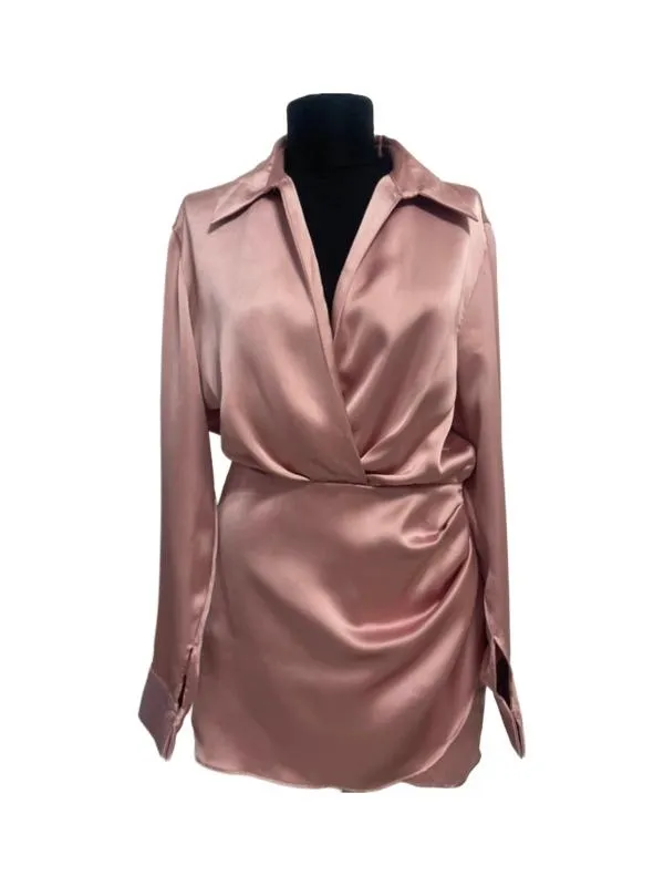 Rochie de seară Zara M | Roz, Midi, Mânecă lungă, Design petrecut