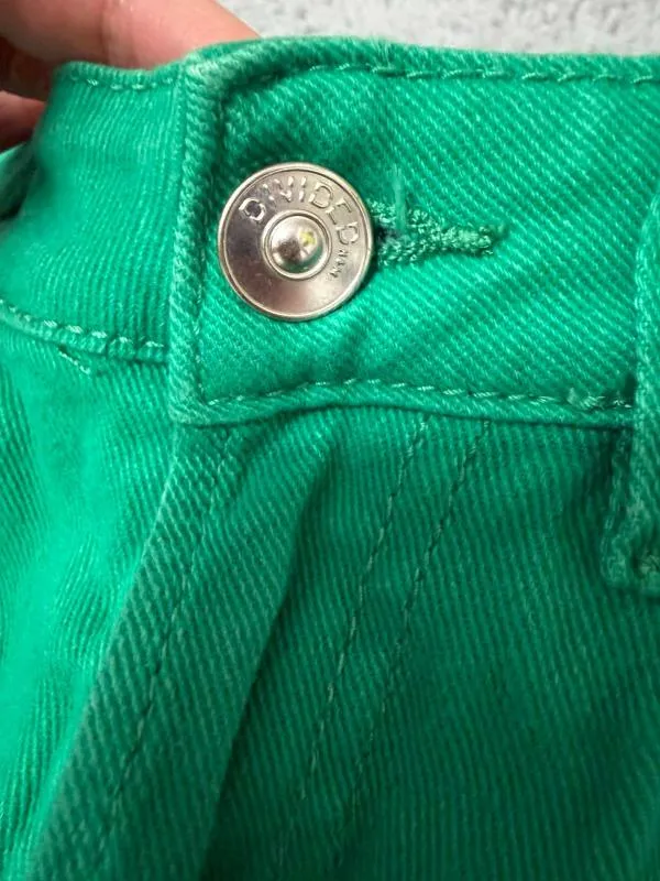 Blugi H&M S | Verde, Lungi, Talie înaltă, Wide Leg fit, Denim - Image 4