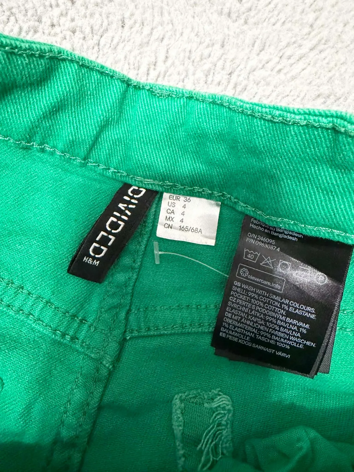 Blugi H&M S | Verde, Lungi, Talie înaltă, Wide Leg fit, Denim - Image 5
