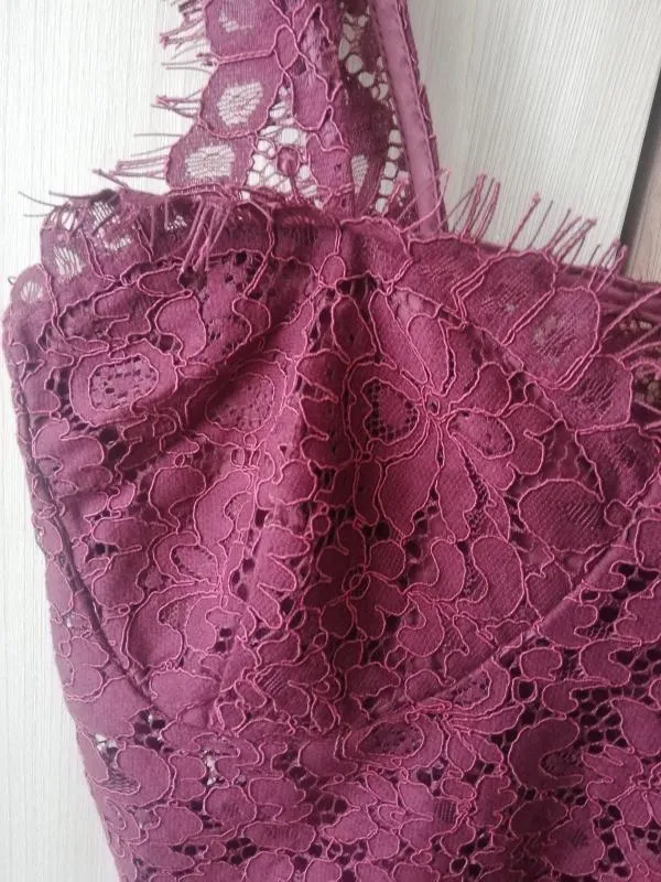 Body EU 36 | Burgundy, Normal, Bretele subțiri, Dantelă, Poliester - Image 3