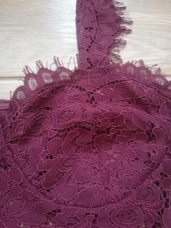 Body EU 36 | Burgundy, Normal, Bretele subțiri, Dantelă, Poliester - Image 6