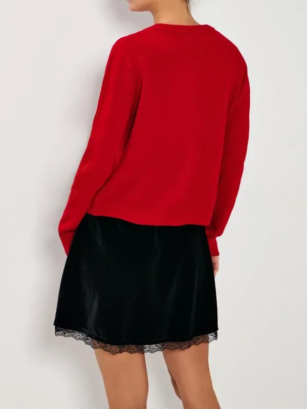 Cardigan Sinsay S | Roșu, Monocrom, Acrilic - Image 3