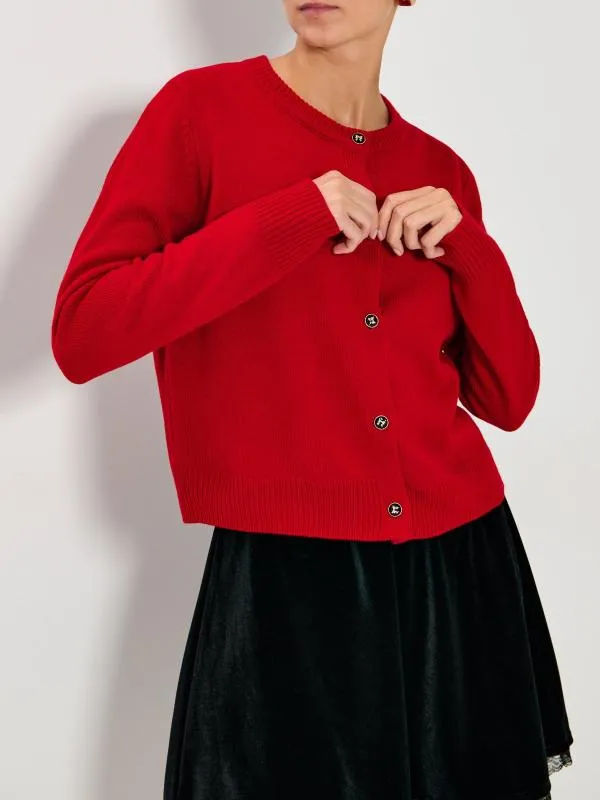 Cardigan Sinsay S | Roșu, Monocrom, Acrilic - Image 4