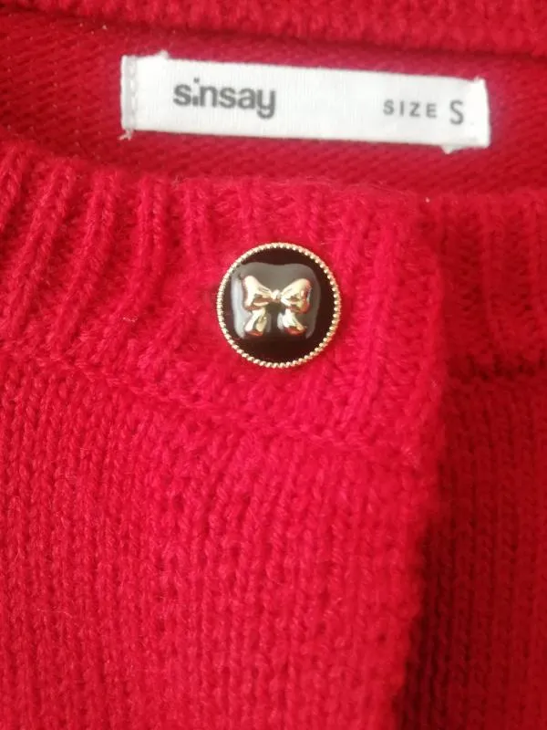 Cardigan Sinsay S | Roșu, Monocrom, Acrilic - Image 9