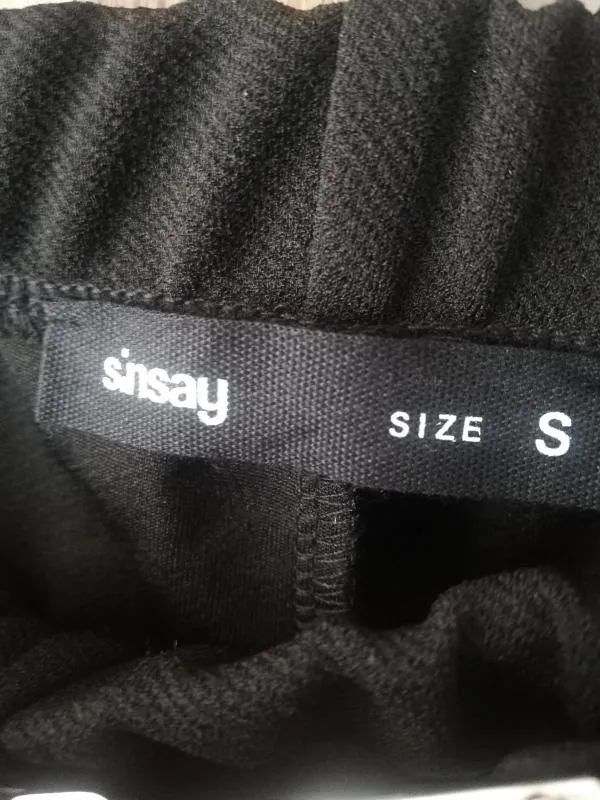 Pantaloni Sinsay S | Negru, Lungi, Talie medie, Wide Leg fit, Monocrom, Poliester - Image 4
