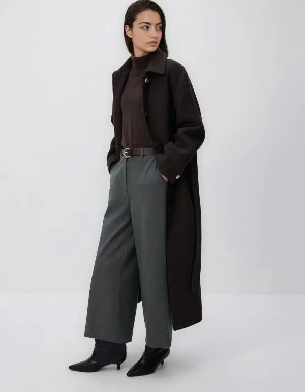 Pantaloni Reserved EU 38 | Gri, Lungi, Talie medie, Wide Leg fit, Monocrom, Poliester - Image 3