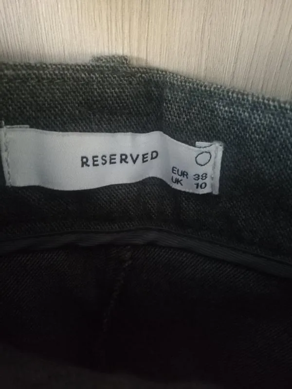 Pantaloni Reserved EU 38 | Gri, Lungi, Talie medie, Wide Leg fit, Monocrom, Poliester - Image 6
