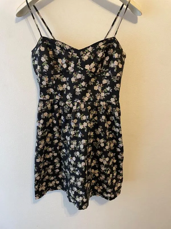 Rochie de vară H&M M | Negru, Midi, Bretele subțiri, Floral & Tropical, Bumbac - Image 2