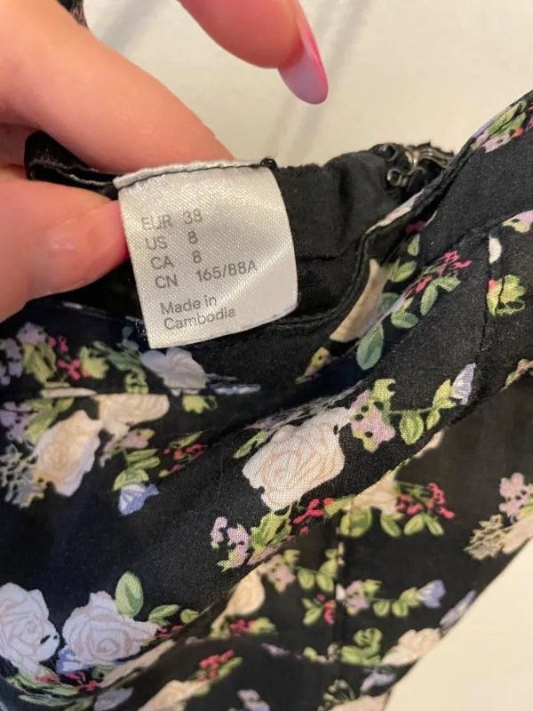 Rochie de vară H&M M | Negru, Midi, Bretele subțiri, Floral & Tropical, Bumbac - Image 4