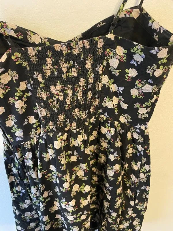 Rochie de vară H&M M | Negru, Midi, Bretele subțiri, Floral & Tropical, Bumbac - Image 6