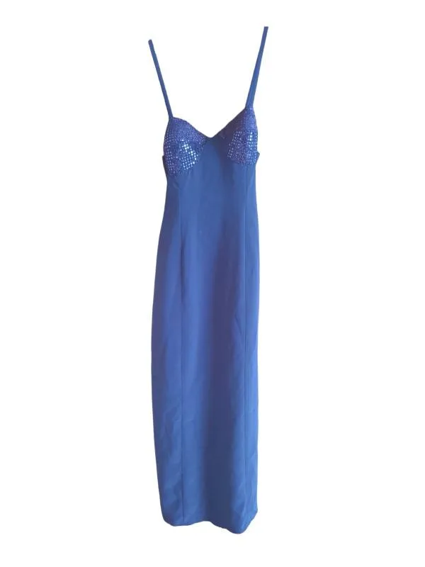 Rochie de seară M | Albastru, Maxi, Bretele subțiri