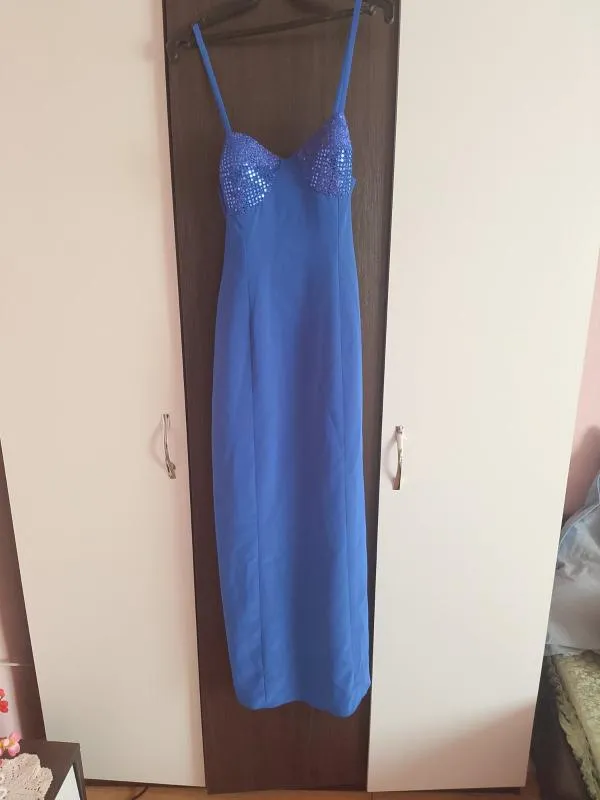 Rochie de seară M | Albastru, Maxi, Bretele subțiri - Image 3