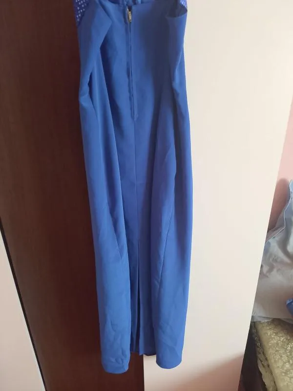 Rochie de seară M | Albastru, Maxi, Bretele subțiri - Image 4