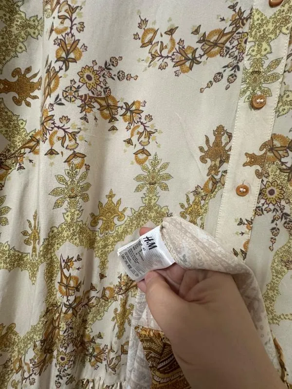 Rochie casual H&M L | Auriu, Maxi, Mânecă lungă, Oriental & Paisley - Image 6