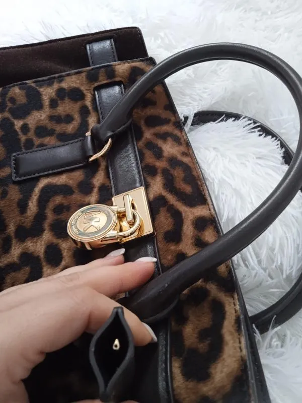 Geantă de mână Michael Kors | Maro, Animal print, Blană naturală - Image 3