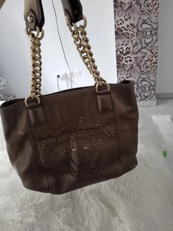 Geantă de umăr Versace | Maro, Monocrom, Piele naturală - Image 2