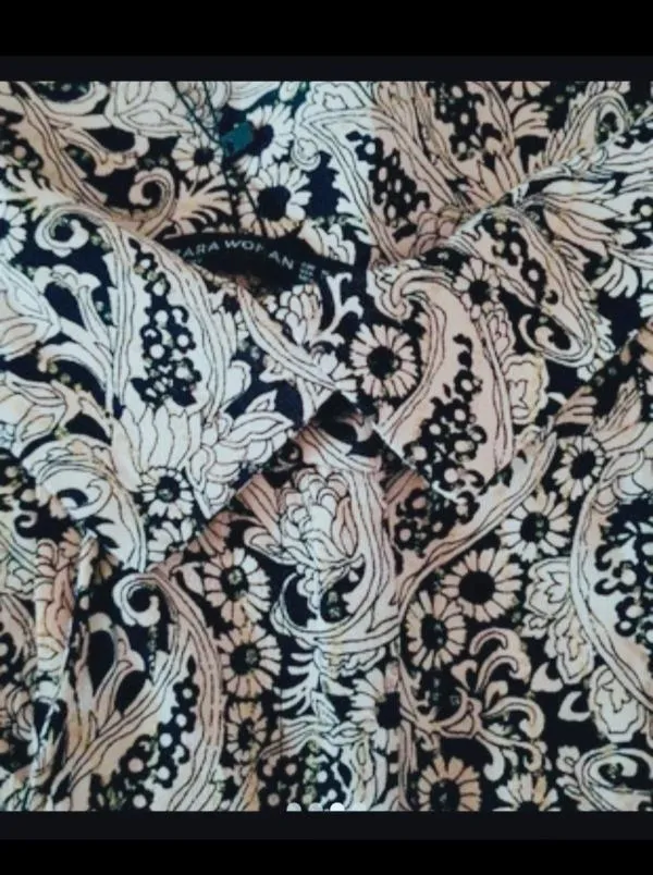 Pantaloni Zara M | Alb, Scurți, Talie înaltă, Floral & Tropical, Vâscoză - Image 4