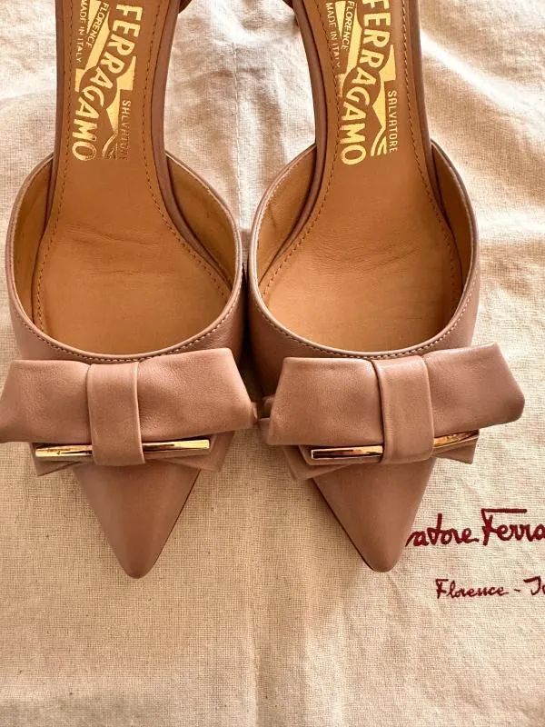 Pantofi cu toc mic Salvatore Ferragamo EU 37 | Bej, Monocrom, Piele naturală - Image 7