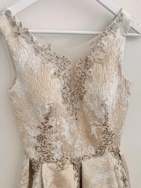 Rochie de seară Piyamor EU 38 | Bej, Midi, Fără mâneci, Broderie, Poliester - Image 3