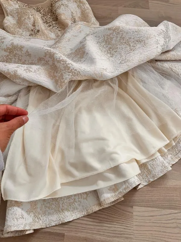 Rochie de seară Piyamor EU 38 | Bej, Midi, Fără mâneci, Broderie, Poliester - Image 8