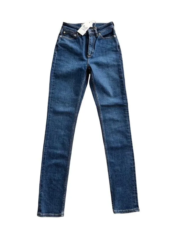 Blugi Samsøe S | Albastru, Lungi, Talie înaltă, Skinny fit, Monocrom, Bumbac