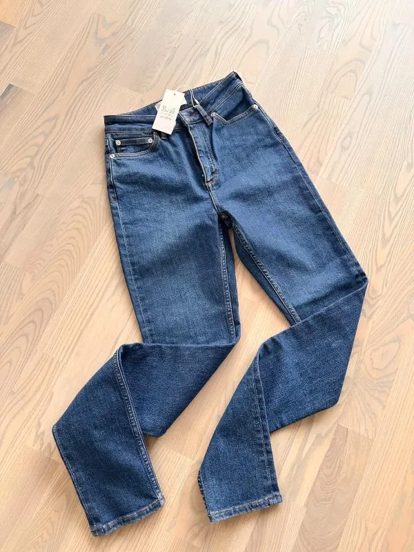 Blugi Samsøe S | Albastru, Lungi, Talie înaltă, Skinny fit, Monocrom, Bumbac - Image 3