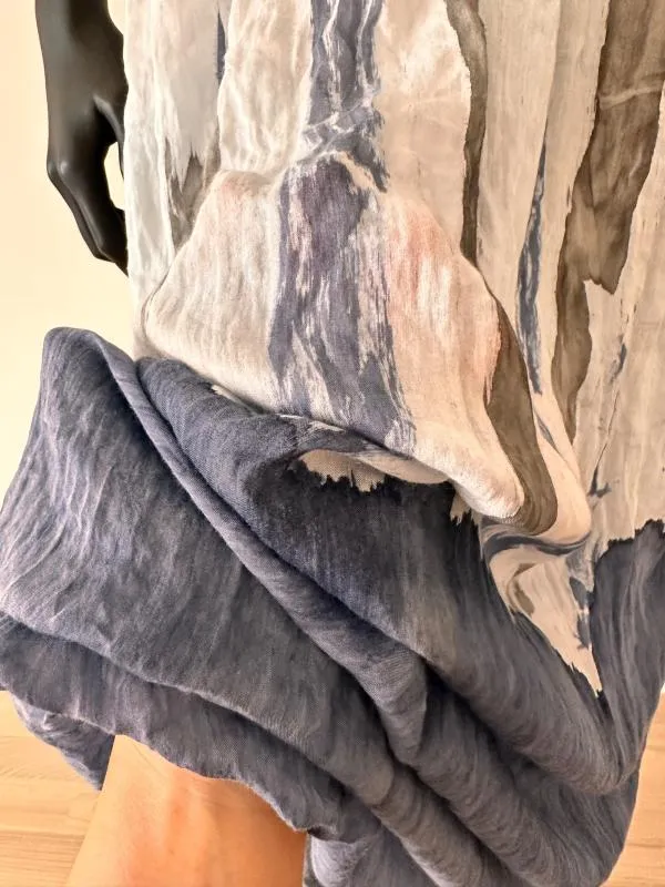 Rochie de vară M | Bleu, Maxi, Fără mâneci, Abstract & Color Block, Mătase - Image 6