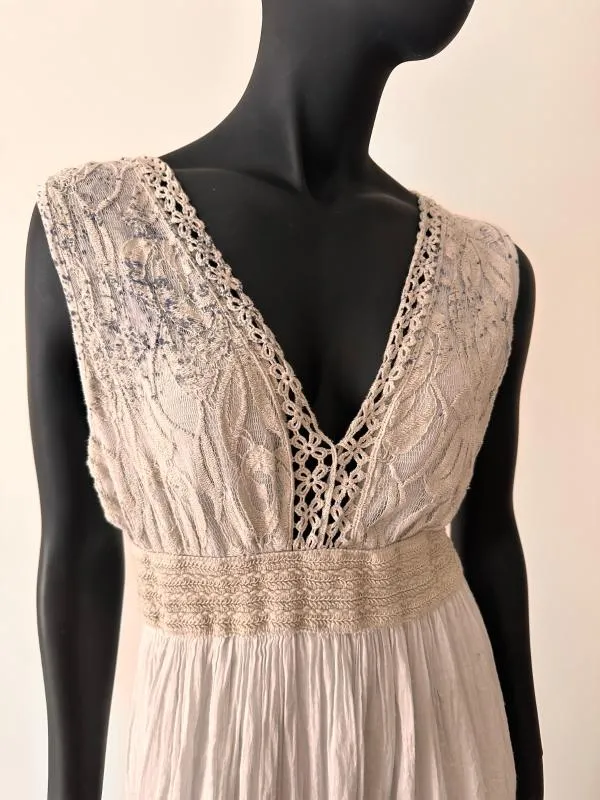 Rochie de vară M | Bleu, Maxi, Fără mâneci, Abstract & Color Block, Mătase - Image 8