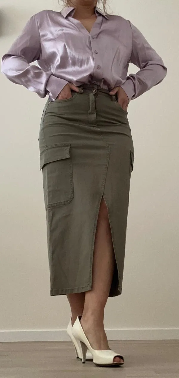 Fustă din denim Only S | Khaki, Midi, Denim - Image 9