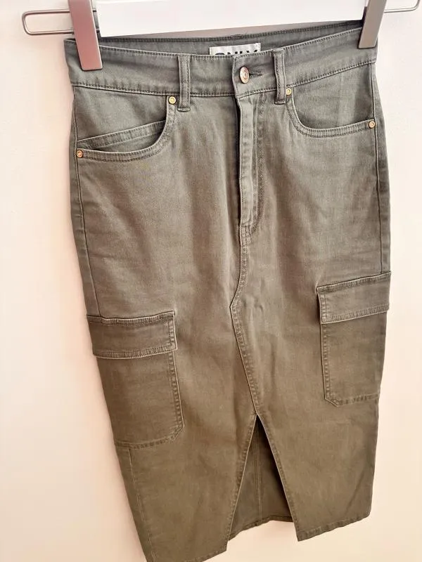 Fustă din denim Only S | Khaki, Midi, Denim - Image 4