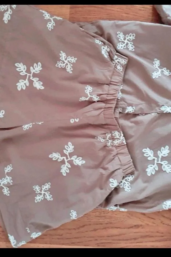 Compleu S-M | Bej, Floral & Tropical, Broderie, Bumbac - Image 3