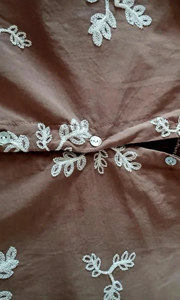 Compleu S-M | Bej, Floral & Tropical, Broderie, Bumbac - Image 5