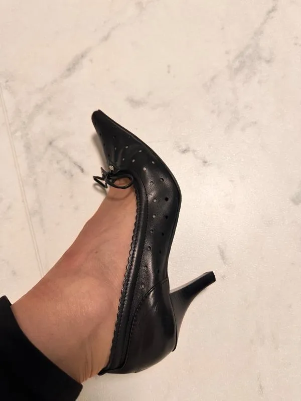 Pantofi cu toc mic Sisters EU 36 | Negru, Monocrom, Piele naturală - Image 12