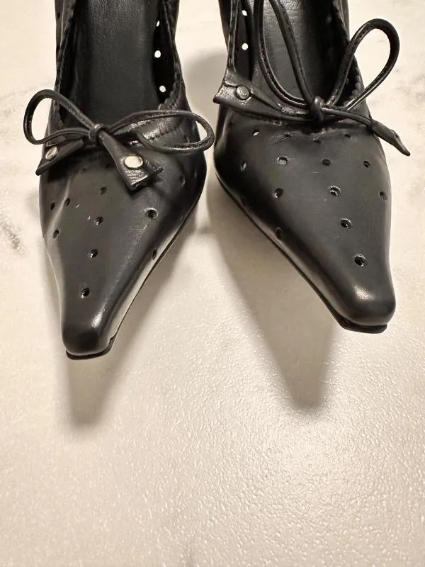 Pantofi cu toc mic Sisters EU 36 | Negru, Monocrom, Piele naturală - Image 4
