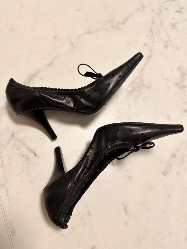 Pantofi cu toc mic Sisters EU 36 | Negru, Monocrom, Piele naturală - Image 6