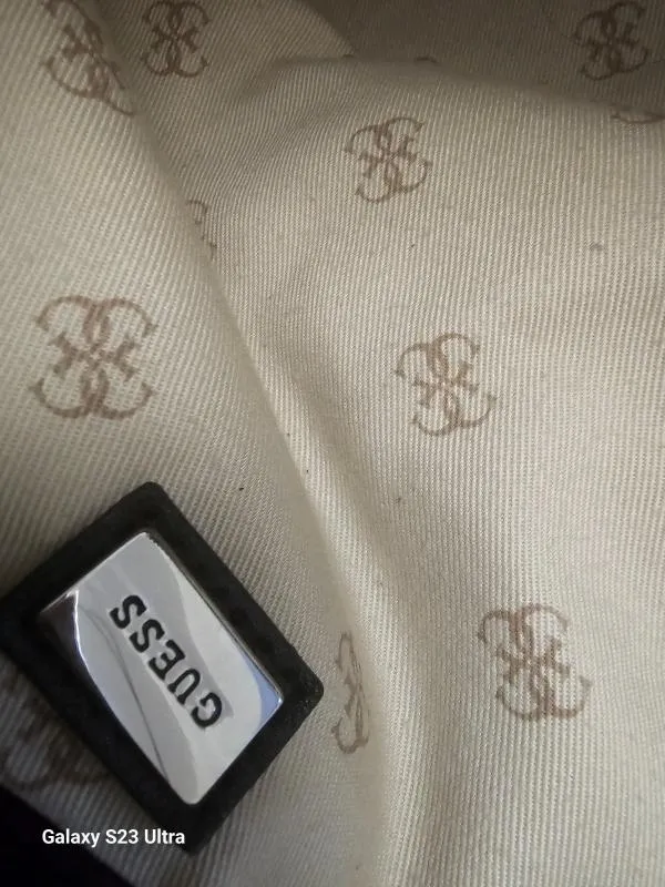 Geantă de umăr Guess | Gri, Logo, Poliuretan - Image 4