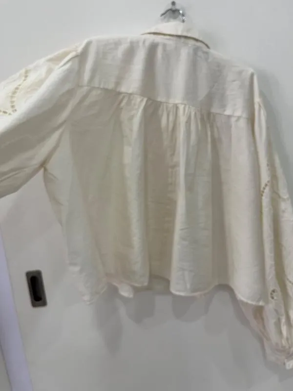 Cămașă Primark XL | Bej, Normal, Mânecă lungă, Monocrom, Dantelă, Bumbac - Image 5