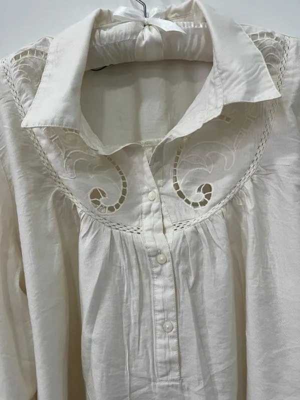 Cămașă Primark XL | Bej, Normal, Mânecă lungă, Monocrom, Dantelă, Bumbac - Image 6