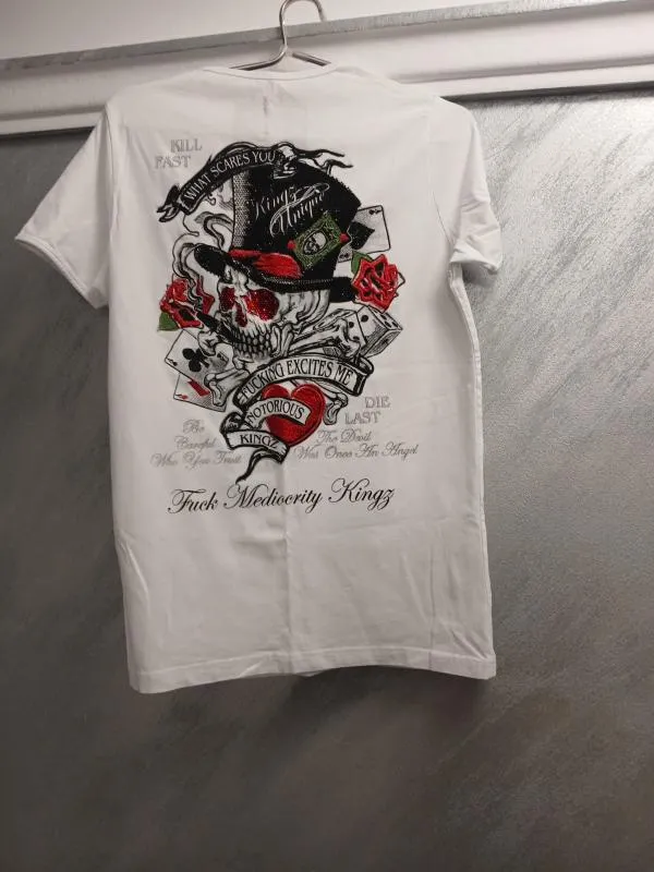 Tricou cu imprimeu King Rebel M | Alb, Carouri, Bumbac - Image 4