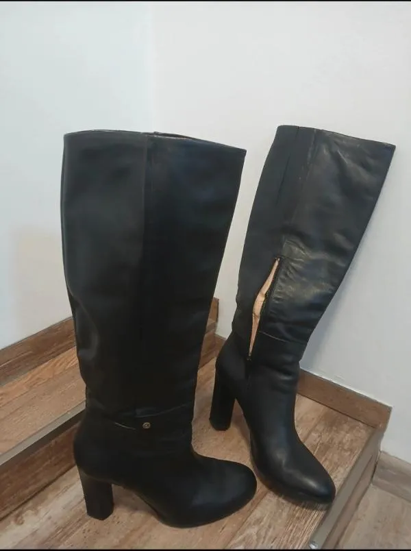 Cizme până la genunchi EU 36 | Negru, Piele naturală - Image 2