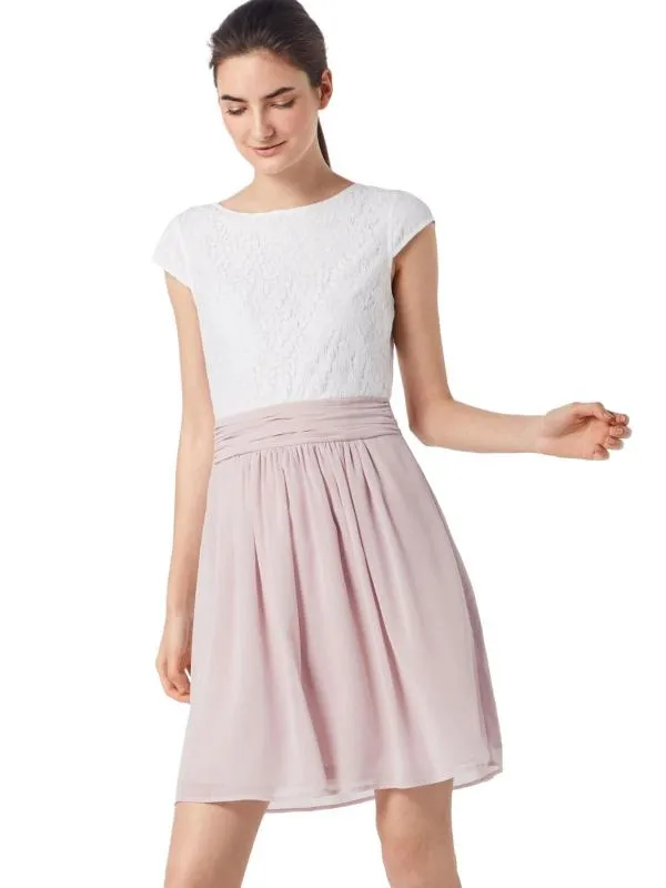 Rochie de ocazie ABOUT YOU EU 36 | Roz, Midi, Mânecă scurtă, Dantelă