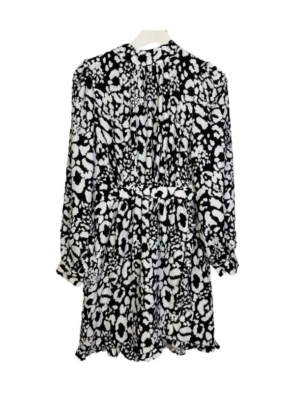 Rochie de seară Michelle Keegan EU 36 | Negru, Mini, Mânecă lungă, Floral & Tropical, Volane