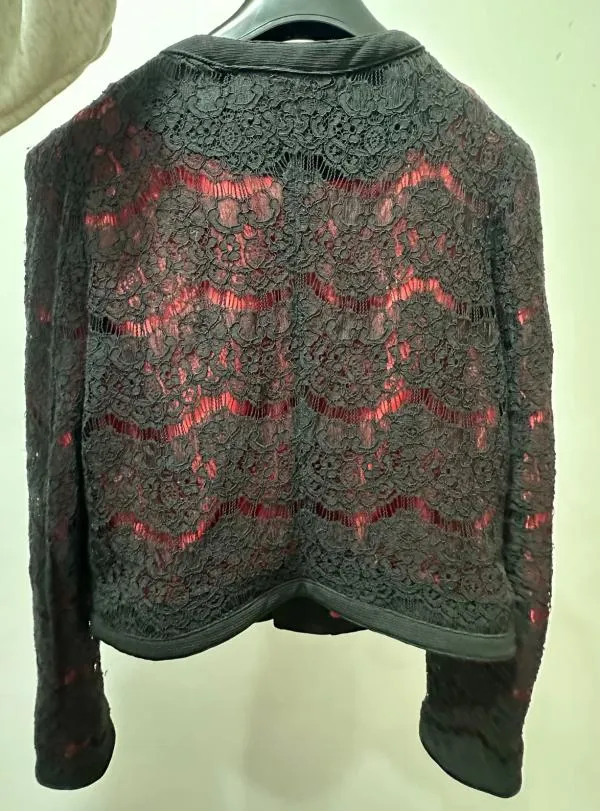 Blazer Forever21 S | Negru, Fără glugă, Dantelă, Bumbac - Image 3