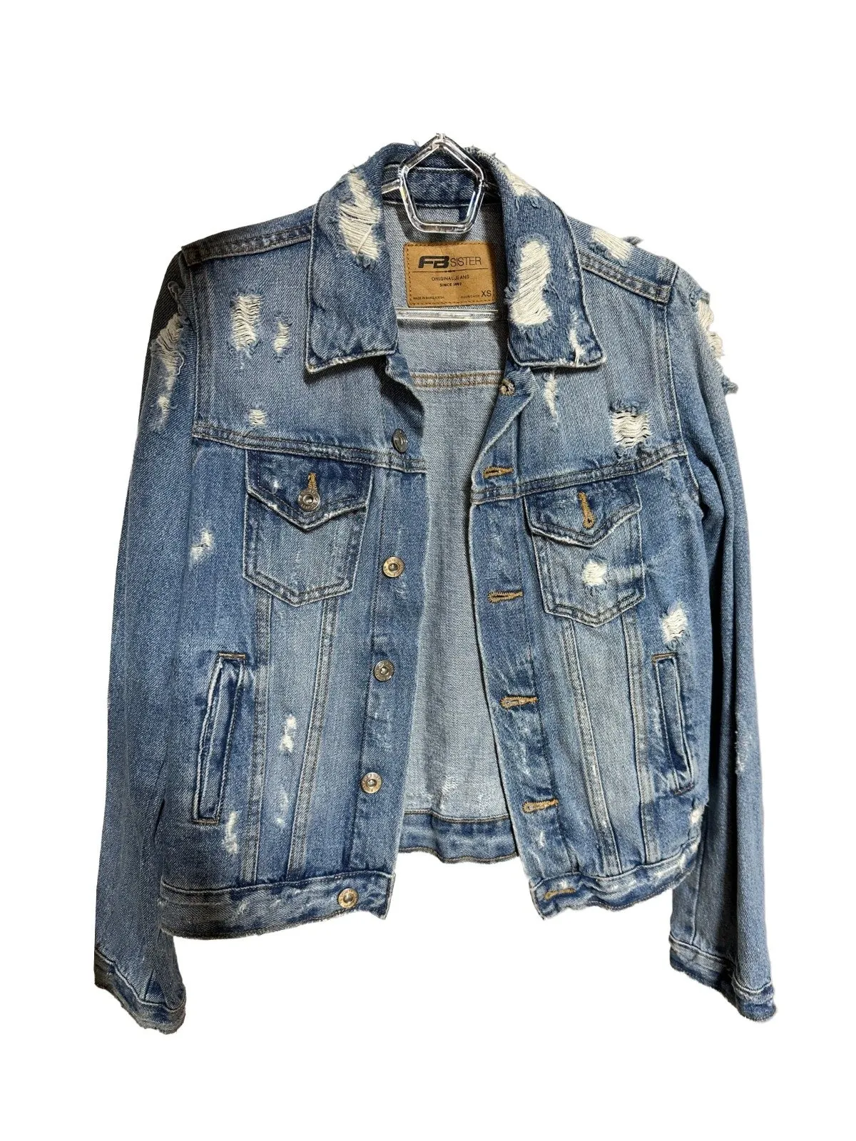 Geacă din denim FB Sister XS | Albastru, Fără glugă, Denim