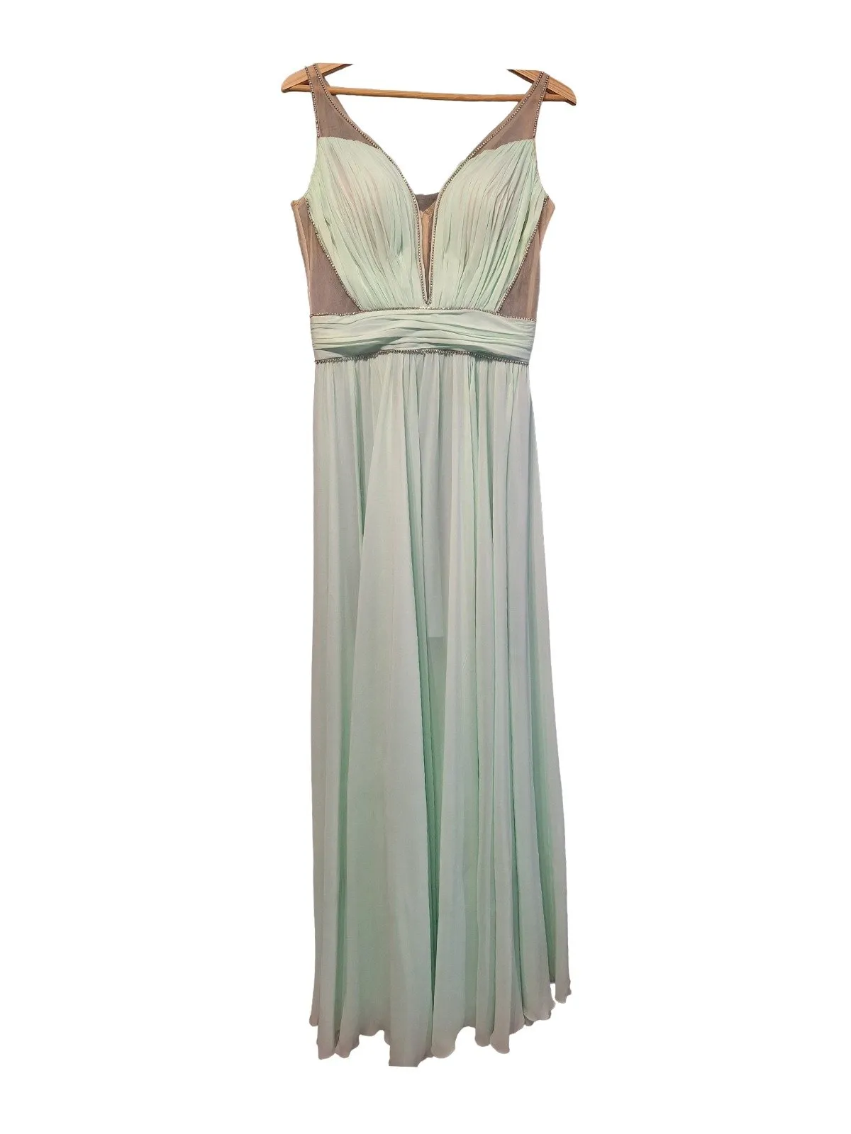 Rochie de ocazie Maxi B.D. L | Verde mentă, Fără mâneci, Tall, Pliuri
