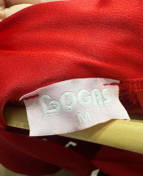Rochie de ocazie Bogas M | Roșu, Midi, Mânecă lungă, Satinat, Mătase - Image 5