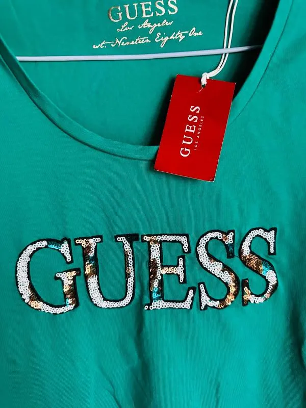 Tricou Guess M | Verde, Normal, Logo, Bumbac - Image 3