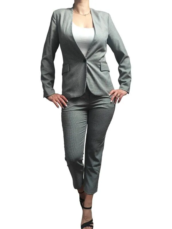 Costum cu sacou și pantaloni Zara M | Gri, Abstract & Color Block