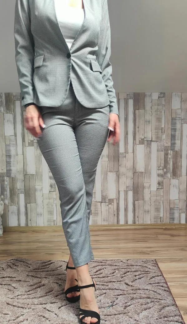 Costum cu sacou și pantaloni Zara M | Gri, Abstract & Color Block - Image 3